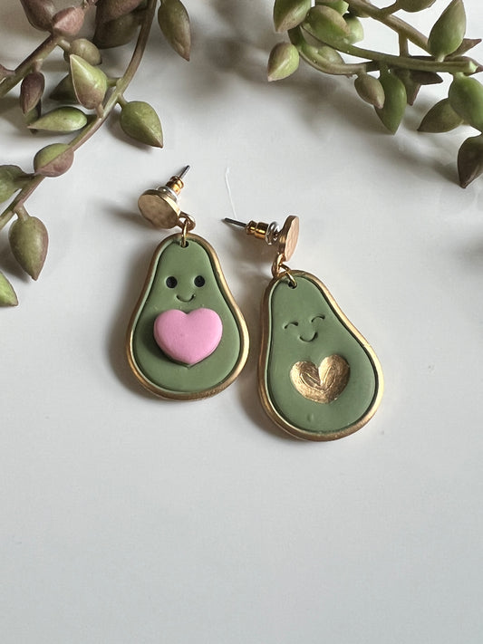 Avocado Heart Dangle Earrings