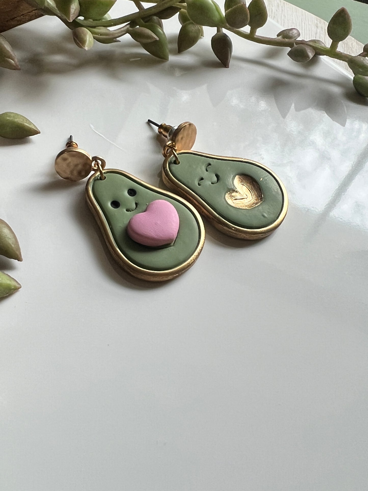 Avocado Heart Dangle Earrings